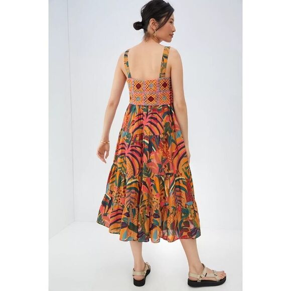 Farm‎ Rio x Anthropologie Orange Crochet Maxi Dress Size Small - Picture 10 of 13